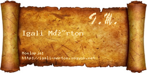 Igali Márton névjegykártya